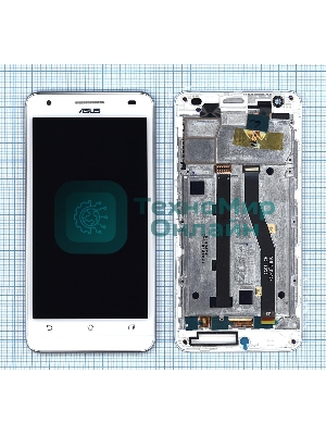 Дисплей для Asus ZenFone Go T500, белый с рамкой