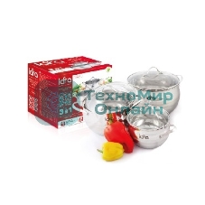 Набор посуды LARA LR02-86 Apple 6 предметов (кастрюли: 2.0 л, 3.6 л, 6.1 л)