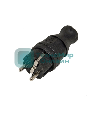 Вилка прямая EKF RPS-011-16-230-44 каучуковая 230В, 2P+PE, 16A, IP44 EKF PROxima