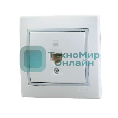 Розетка компьютерная 1-м СП Мира RJ45 белый/сер. Lezard 701-0215-139