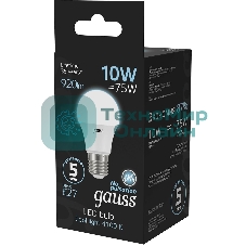 Лампа светодиодная Gauss A60 10Вт цок.:E27 шар 220B 4100K св.свеч.бел.нейт. A60 (упак.:10шт)