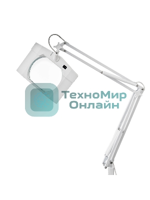 Лупа на струбцине Rexant, квадратная, 3D, с подсветкой, белая
