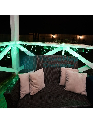 Гирлянда Neon-night Айсикл (бахрома) светодиодный, 2,4 х 0,6 м, прозрачный провод, 230 В, диоды зеленые, 88 LED