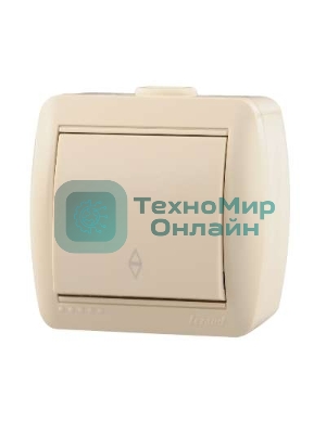 Выключатель LEZARD 710-0300-105проходной 1клавиша наруж.проводки серии Ната белый