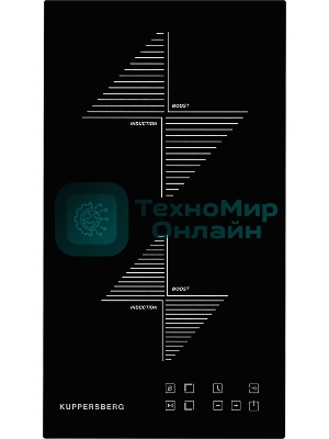 Индукционная варочная панель Kuppersberg ICO 301/домино, ширина 30 см, 2 зоны индукционного нагрева, сенсорное управление, 3 цифровых дисплея, 9 уровней мощности, таймер,автоотключение, защита от перелива, защита от детей, индикаторы остаточного тепла, Stop & Go, черный/прямой край