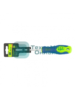 Отвертка, SL6,0 х 100 мм, CrV, двухкомпонентная рукоятка Сибртех