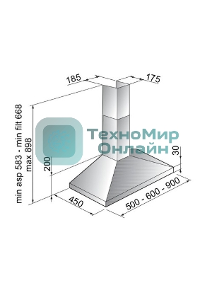 Вытяжка встраиваемая Zigmund & Shtain K 018.5 B черный, 50 см, 660 куб. м/ч, 58.6 дБ