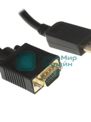 Кабель Cablexpert mDP-VGA, 20M/15M, 1.8м, черный, позол.разъемы, пакет (CC-mDPM-VGAM-6)