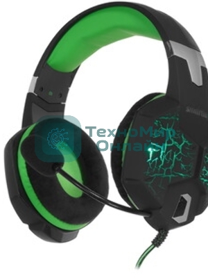 Гарнитура SmartBuy Rush Taipan чёрный-зеленый, проводная, USB, подсветка