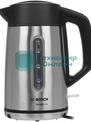 Электрочайник Bosch TWK4P440 черный, 1.7 л, 2400 Вт, скрытый нагревательный элемент