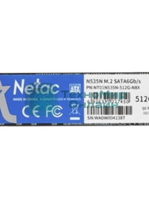 Накопитель SSD Netac N535N, 512Gb, M.2 2280, SATA-III, R/W 540/490