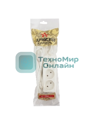 Удлинитель Гарнизон EL-NL3-W-2, 3 розетки допустимый ток 10А, длина 2 м.