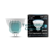 Лампа светодиодная Gauss MR16 5Вт 4100К белый GU5.3 530лм 150-265В FROST