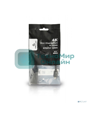 Переходник miniDisplayPort -> HDMI, Cablexpert A-mDPM-HDMIF4K-01, 4K, 20M/19F, кабель 15 см, черный, пакет