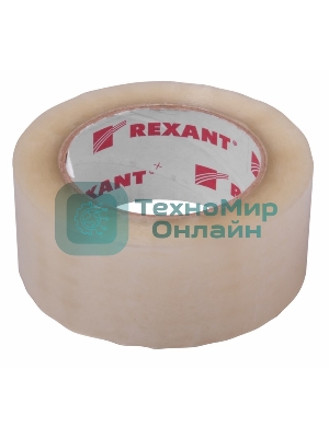 Скотч упаковочный Rexant 48 мм х 50 мкм, прозрачный, рулон 66 м