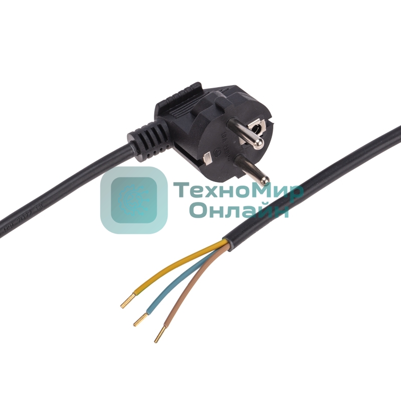 Шнур электрический с вилкой Rexant ПВС 3х0,75 мм², 2м черный