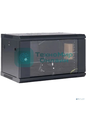 Шкаф коммутационный Rexant настенный 9U 400x542 мм пер. дв. стекл черный