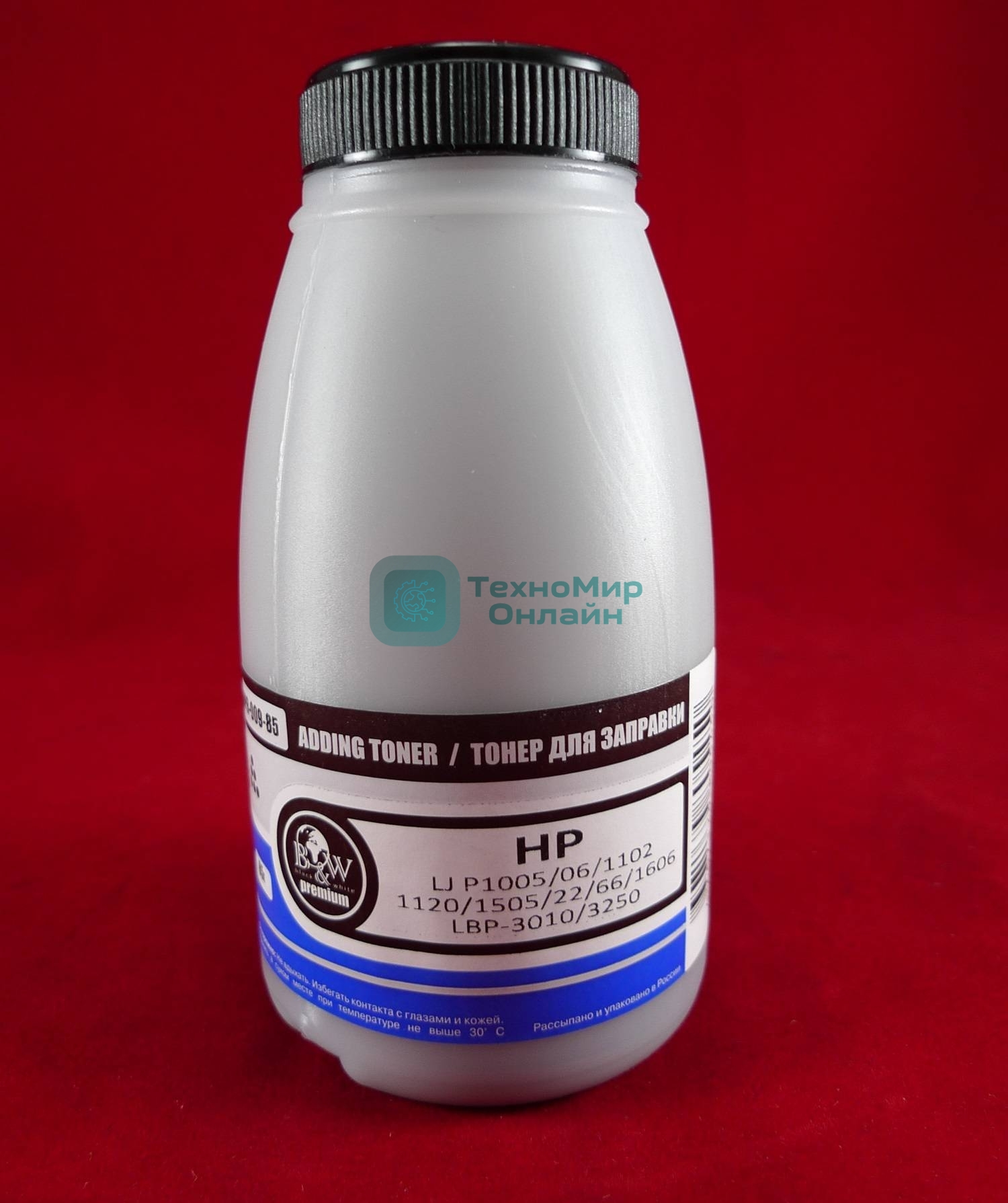Тонер HP LJ P1005/06/1102/1120/1505/22/66/1606/LBP-3010/3250 (фл. 85г) B&W Premium фас. Россия