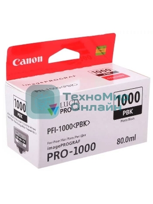 Картридж струйный Canon PFI-1000 PBK для IJ SFP PRO-1000 WFG. Фото черный. 80 мл.