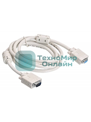 Удлинитель Buro кабеля VGA-15M/Fpro SVGA 15m/f для LCD мониторов 2 фильтра 1.8м