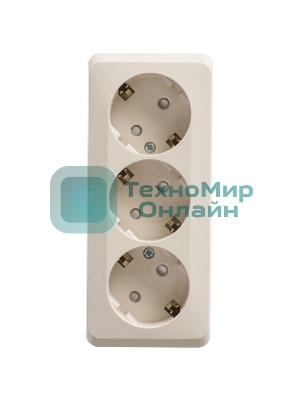 Розетка 3-м ОП Этюд 16А 250В защ. шторки с заземл. крем. SchE PA16-012K