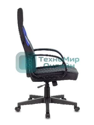 Кресло игровое Бюрократ ZOMBIE RUNNER черный/синий искусст.кожа/ткань