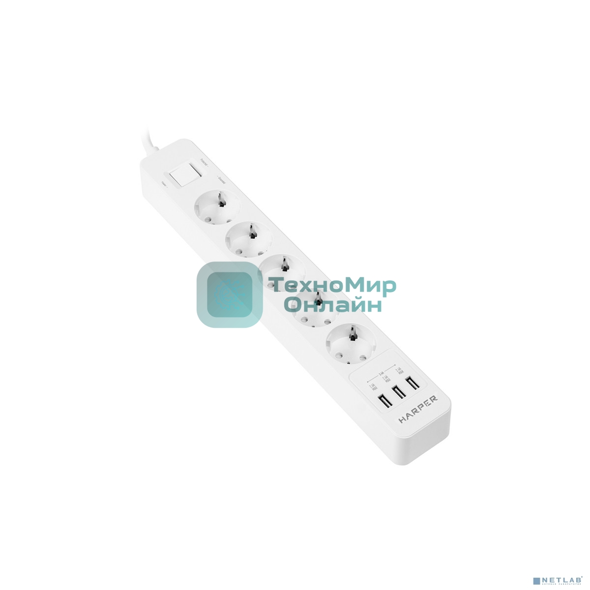 Удлинитель с USB зарядкой Harper UCH-510 White