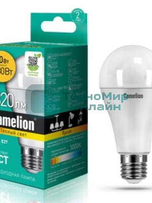 Лампа cветодиодная Camelion LED20-A65/830/E27 20Вт 220В 13164