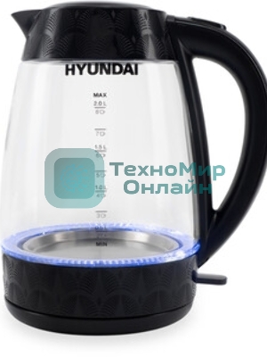 Чайник электрический Hyundai HYK-G4505 2 л, 2200 Вт, черный (корпус: стекло)