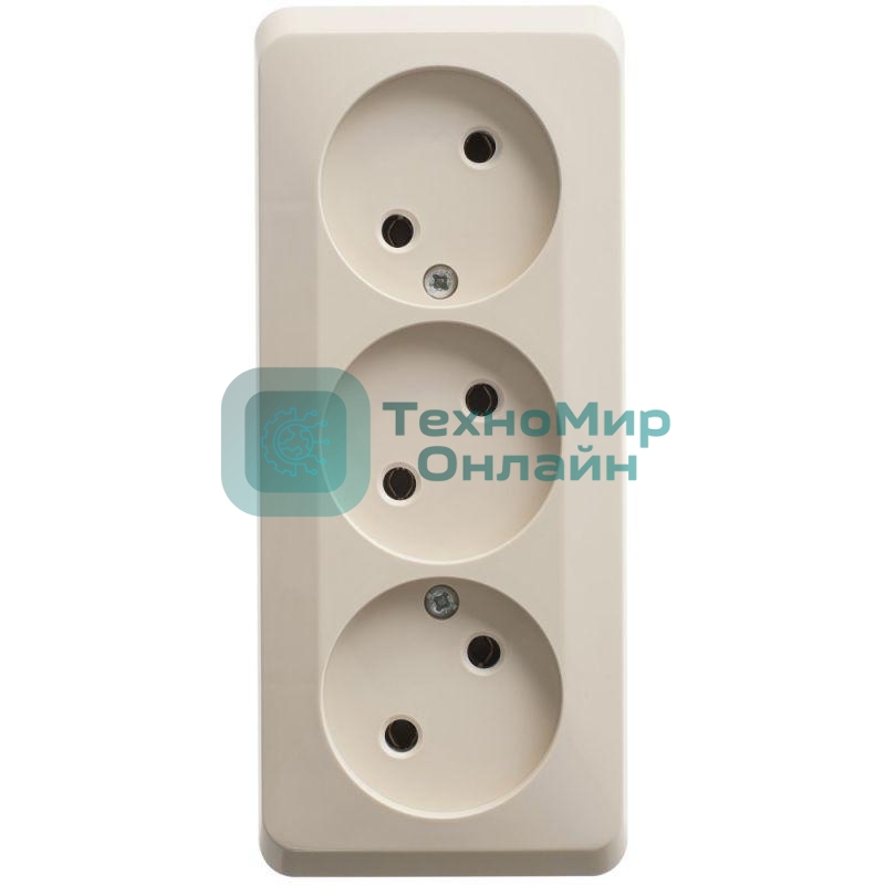Розетка 3-м ОП Этюд 16А IP20 без заземл. без защ. шторок крем. SchE PA16-009K