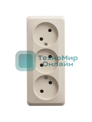 Розетка 3-м ОП Этюд 16А IP20 без заземл. без защ. шторок крем. SchE PA16-009K