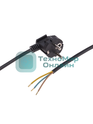 Шнур электрический с вилкой Rexant ПВС 3х0,75 мм², 1,5м черный