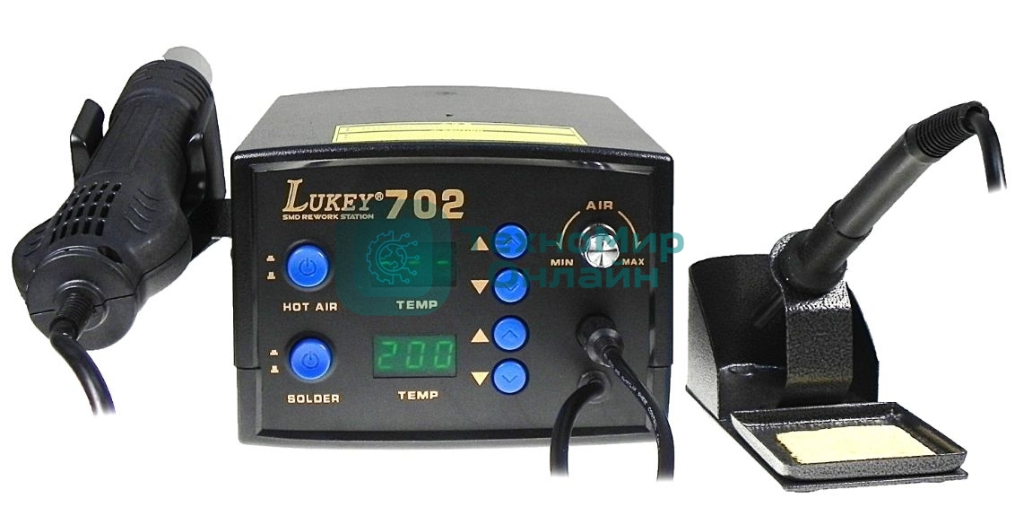 Станция паяльная термовоздушная + паяльник Lukey 702