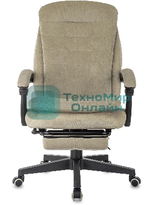 Кресло руководителя Бюрократ T-9950MSG-F Fabric песочный Light-21, крестов. пластик, подст. для ног