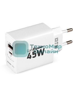 Сетевое зарядное устройство Digma Pro DPW4A 45W 3A (PD+QC) USB-C/USB-A универсальное белый (DPW4A5GX11WH)