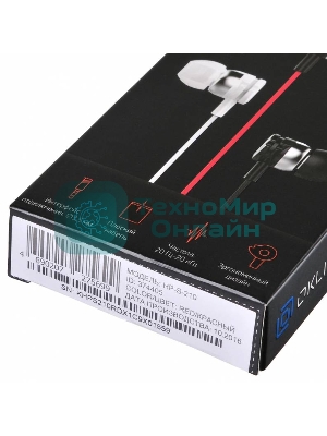 Проводные наушники Oklick HP-S-210 красный, внутриканальные, Jack 3.5 мм