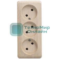 Розетка 3-м ОП Этюд 16А IP20 без заземл. без защ. шторок сосна SchE PA16-009D