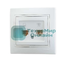 Розетка компьютерная + телеф. СП Мира RJ11 + RJ45 белый/белый LEZARD 701-0202-143