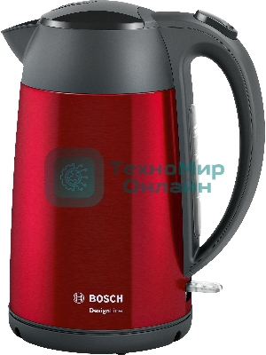 Чайник электрический Bosch TWK3P424 1.7л. 2400Вт красный (корпус: нержавеющая сталь)