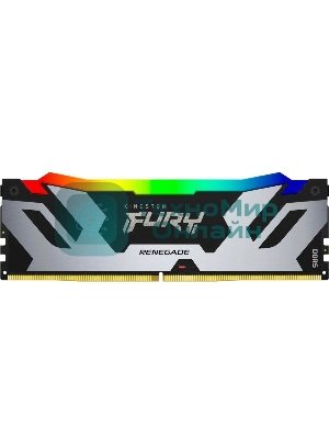 Оперативная память Kingston Fury Renegade, DDR5, 48Gb (1x48GB), 6400MHz, CL32, DIMM, с радиатором, RGB, серебристый/черный