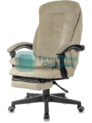 Кресло руководителя Бюрократ T-9950MSG-F Fabric песочный Light-21, крестов. пластик, подст. для ног