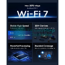 Маршрутизатор Cudy BE3600 2.5G Dual Band Wi-Fi 7 Mesh Router, Chipset Broadcom, 802.11be/ax/ac/a/b/g/n, 2882Mbps at 5GHz + 688Mbps at 2.4GHz, 1 x 2.5Gbps WAN Port, 4 x 10/100/1000Mbps Ports, 4 x 5dBi fixed antennas, WiFi router/AP/Repeater/WISP Mode, PPTP/L2TP/OpenVPN/WireGuard, MLO, MU-MIMO, Guest network, WPS, DDNS, IPv6, IPTV, WOL, WPA3, TR069/TR098/TR111/TR181, Cudy APP