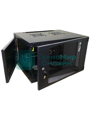 Шкаф настенный Lanmaster Next TWT-CBWNG-12U-6X4-BK 12U 550x450 мм пер. дв. стекл съемные бок. пан. 60 кг черный