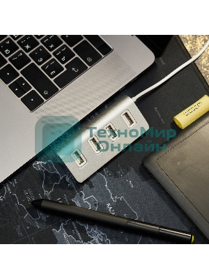 Разветвитель Rexant 4 USB-port серебристый