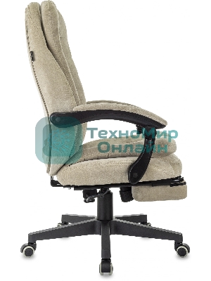 Кресло руководителя Бюрократ T-9950MSG-F Fabric песочный Light-21, крестов. пластик, подст. для ног