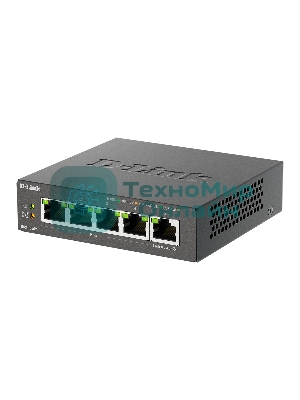Коммутатор неуправляемый D-Link DGS-1005P/B3A с 5 портами 10/100/1000Base-T (4 порта PoE 802.3af/at, PoE-бюджет 60 Вт)