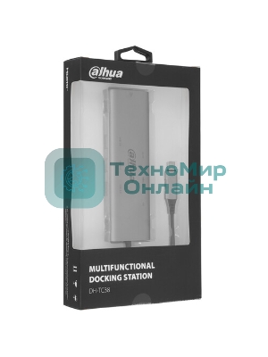 USB-концентратор Dahua TC38, USB Type-C, USB 3.0 + HDMI + RJ45 + SD/TF + PD Docking Station, USB