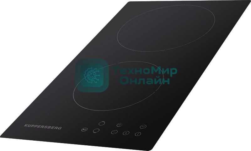Электрическая варочная панель Kuppersberg ECO 301/ширина 30 см, 2 зоны ускоренного нагрева HI-Light, сенсорное управление, 3 цифровых дисплея, 9 уровней мощности, таймер, автоматика закипания, автоотключение, защита от детей, индикаторы остаточного тепла, Stop & Go, черный/прямой край