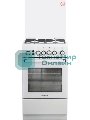 Плита Газовая De Luxe 5040.40г (кр) ЧР-012 серый (стеклянная крышка) реш.чугун