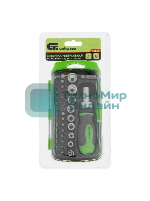 Отвертка Сибртех ревер. + биты, 41 пред., PH+PZ+SL+H+T, CrV, 2к рукоятка
